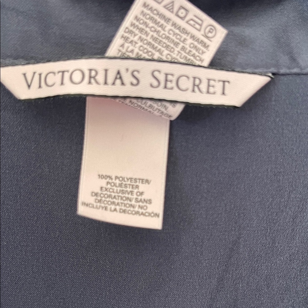 Victoria's Secret Gray/Blue Satin Sleep Shirt with Pink Label - Picture 4 of 5